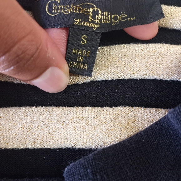 Christine Phillipe Stripe Sweater in Black & Gold - Picture 3 of 3
